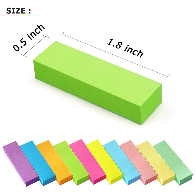 Eastern Wolf 30 Pads 0.5x1.8 Sticky Notes Flags Tabs Page Markers 10 Bright Color Sticky Index Tabs Page Flags 80 Sheet/Pad - Image 2